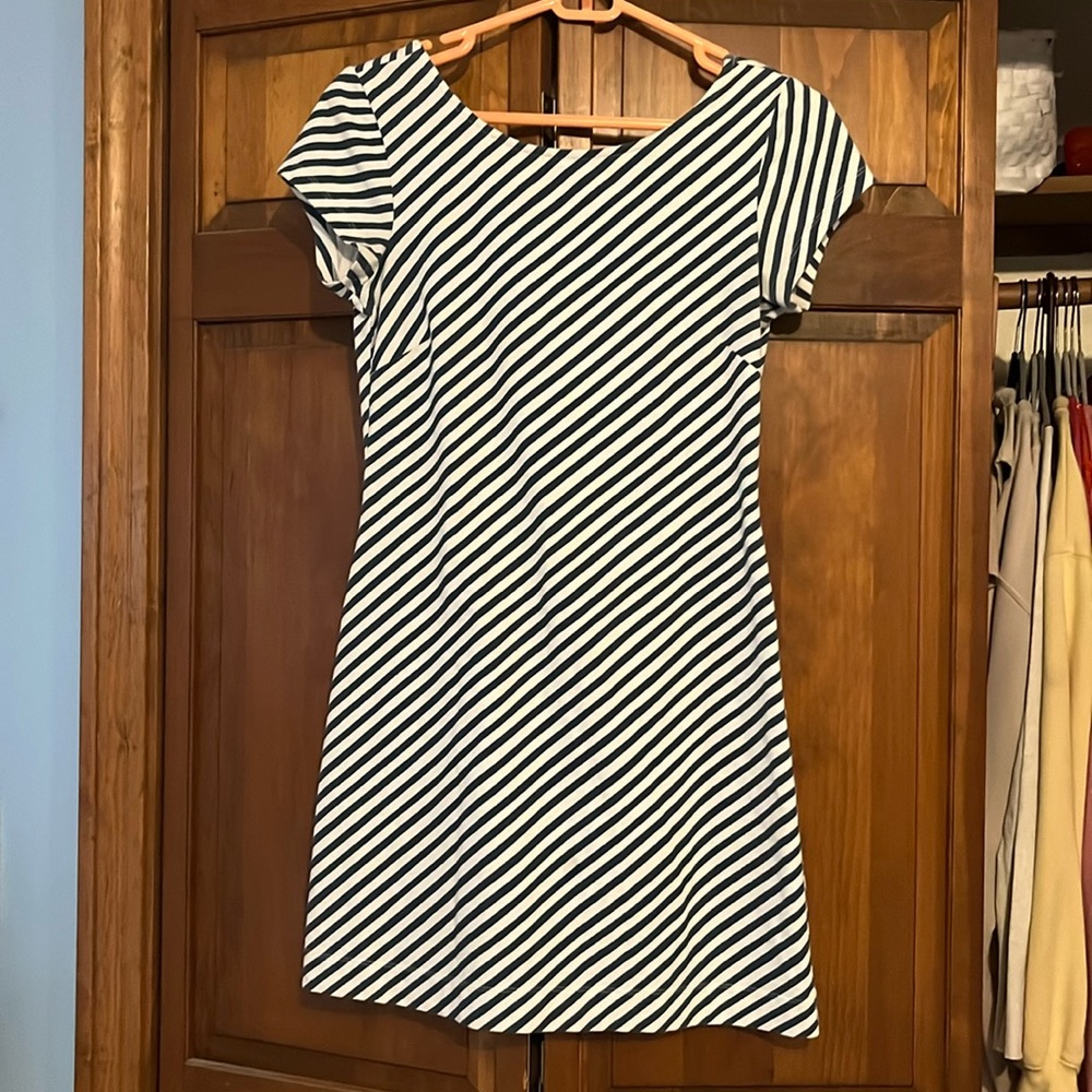 XS Blue & White Striped Mahi Gold Dress